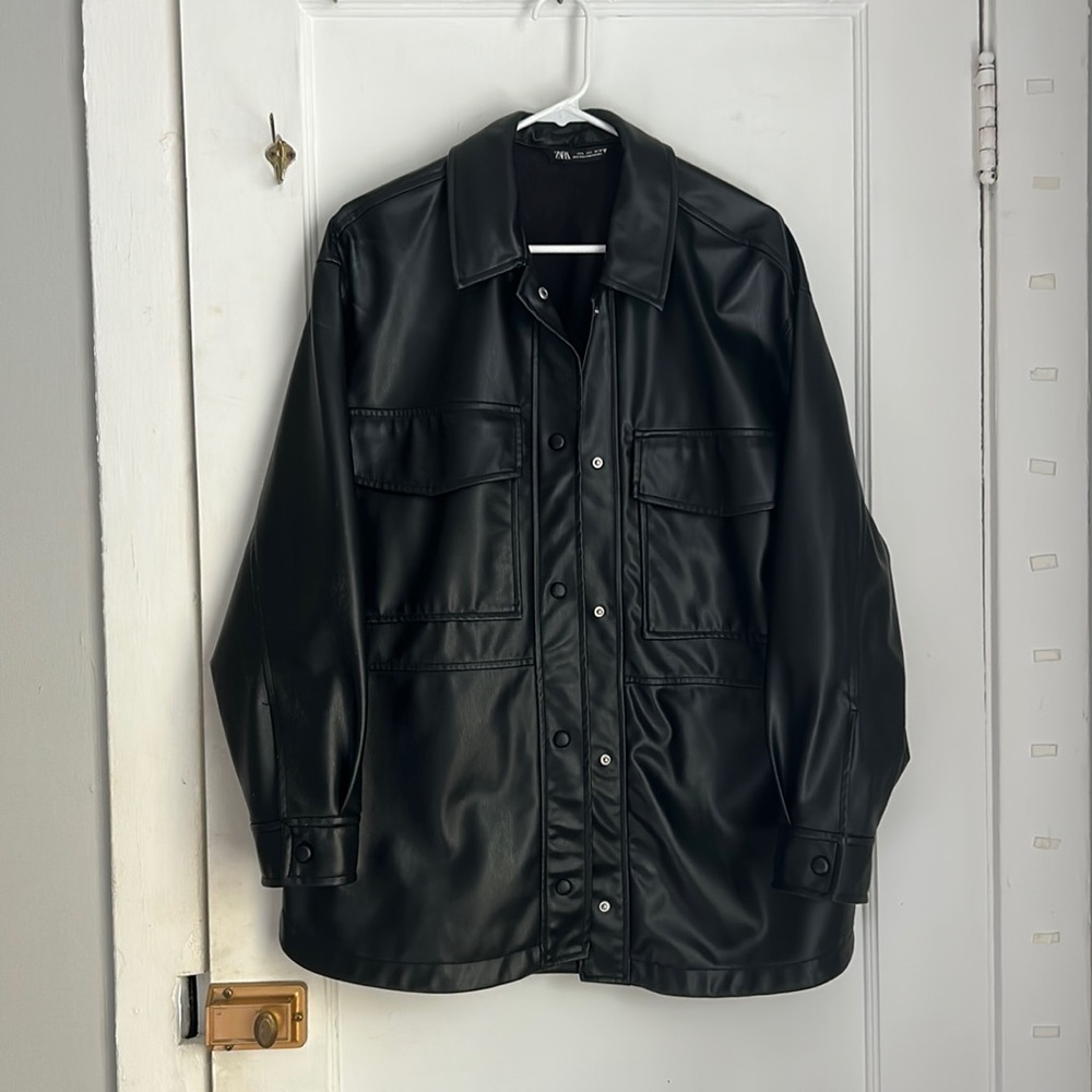 Zara Faux Leather Overshirt